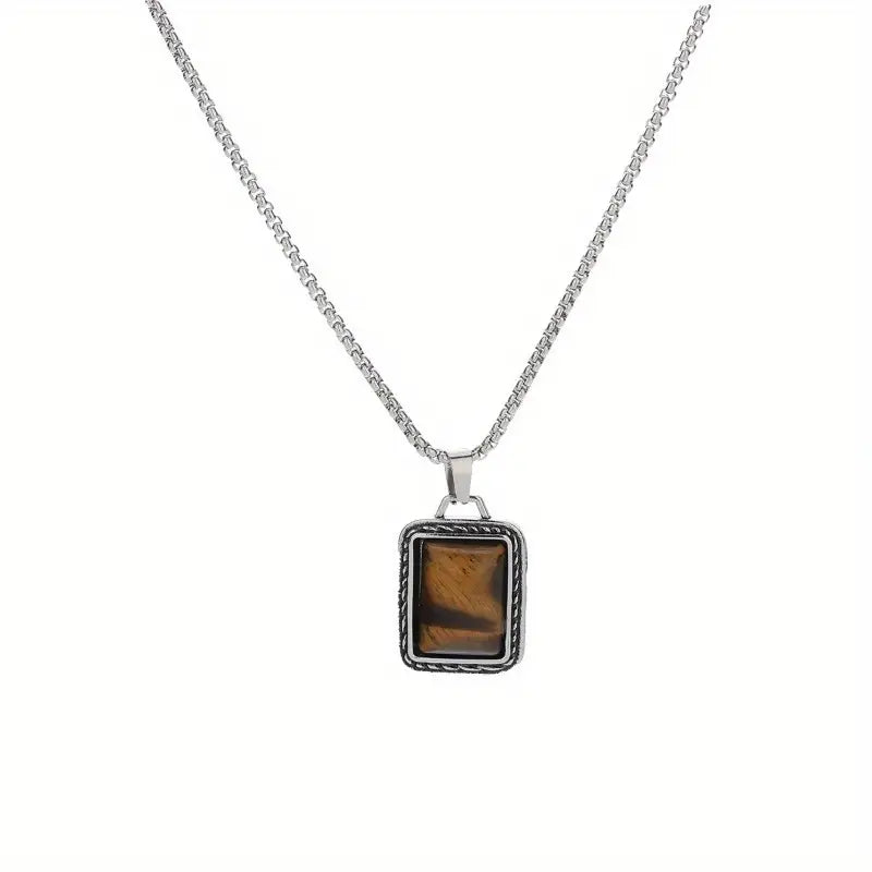 Amber Square Pendant Necklace