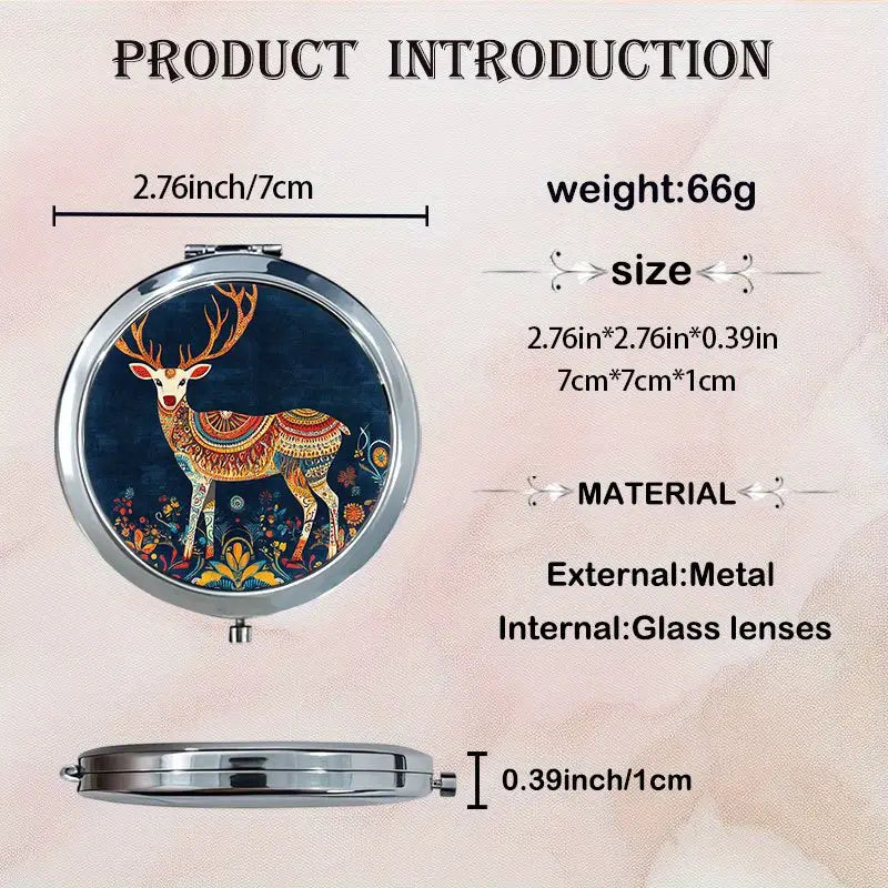 Scandinavian Reindeer w/Paisley Design Handheld Mirror