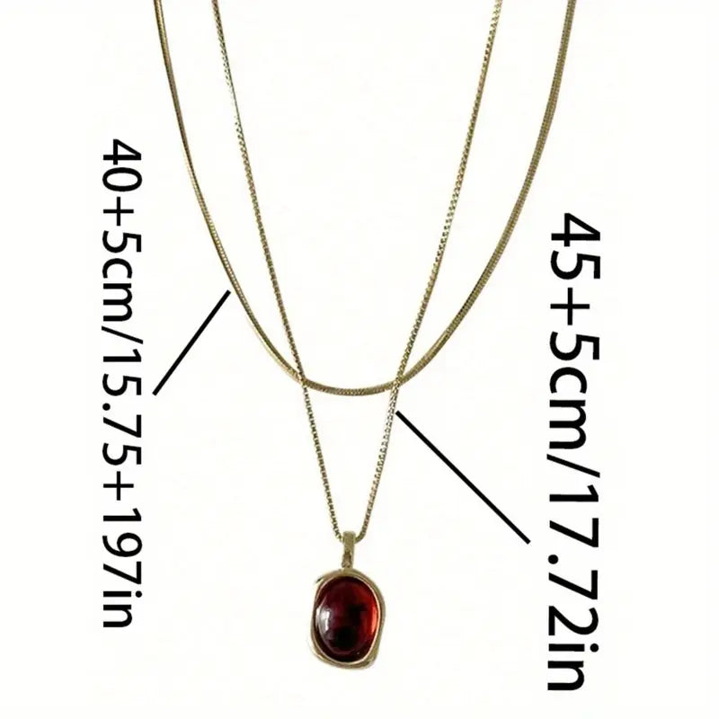 Double-Layer Stacked Milard Amber Tiger Eye Stone Necklace