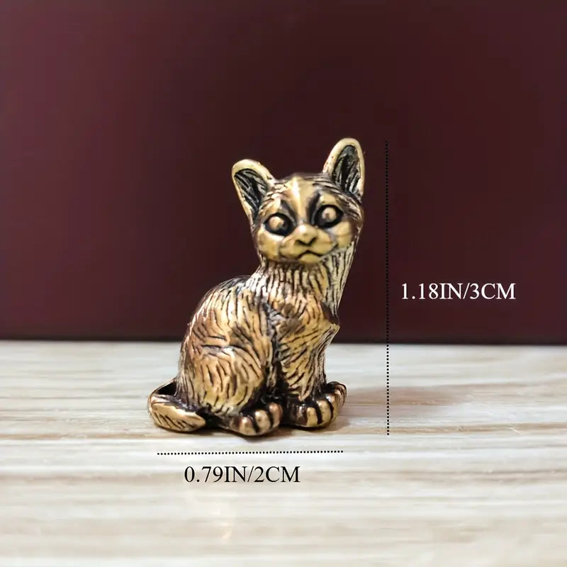 2pcs Vintage Brass Lucky Cat Statues