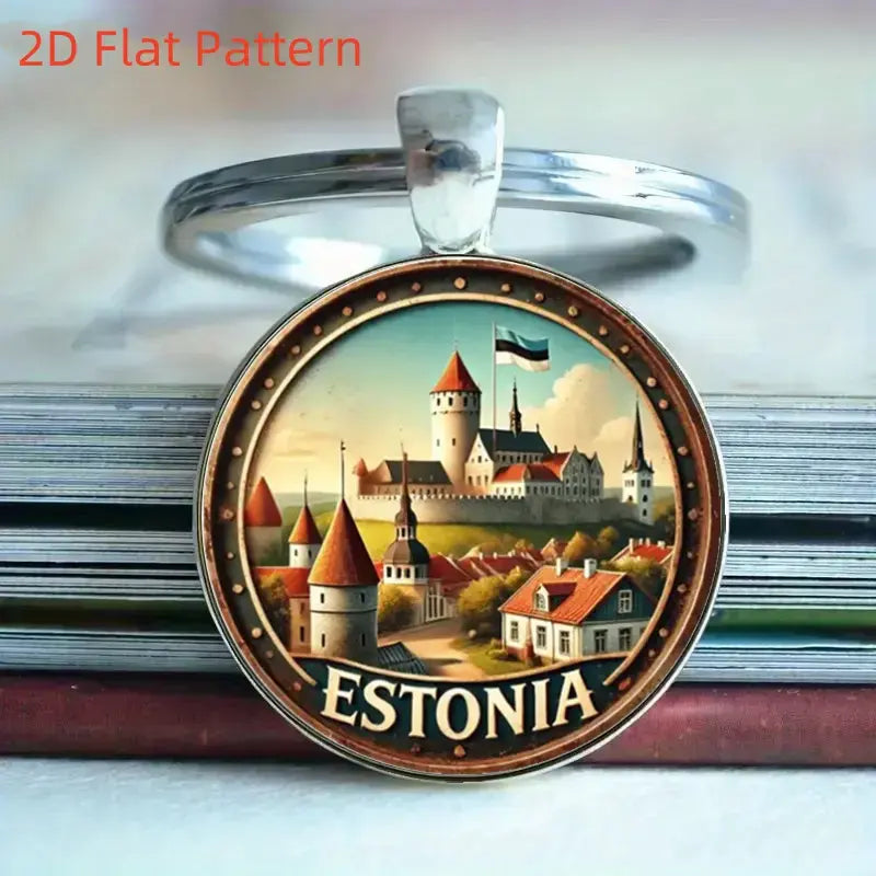 2D Flat, Vintage Estonia Medieval Castle Keychain