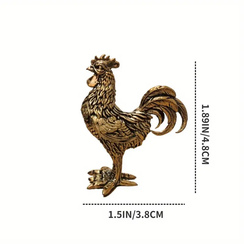 Elegant Resin Rooster Statue - Classic Golden Farmhouse Decor