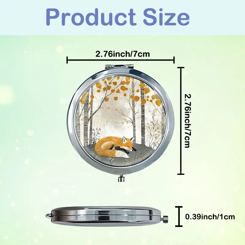Scandinavian Fox & Birch Trees Handheld Mirror