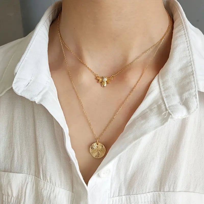 Women's Bee Pendant Necklace with Synthetic Cubic Zirconia Bee Charm