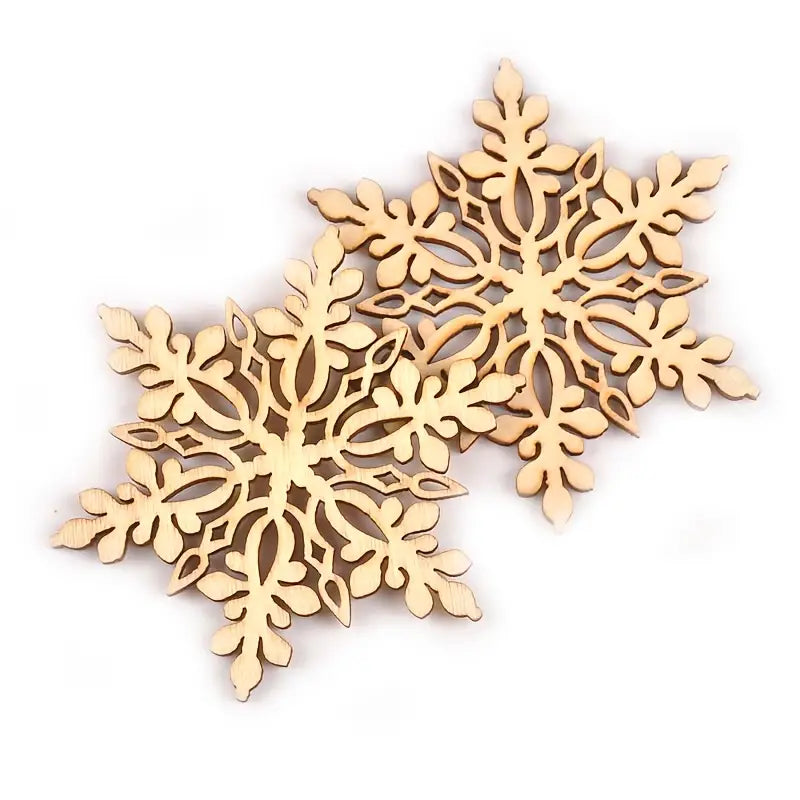 1 Set of 4 Contemporary Wooden Snowflake Ornaments