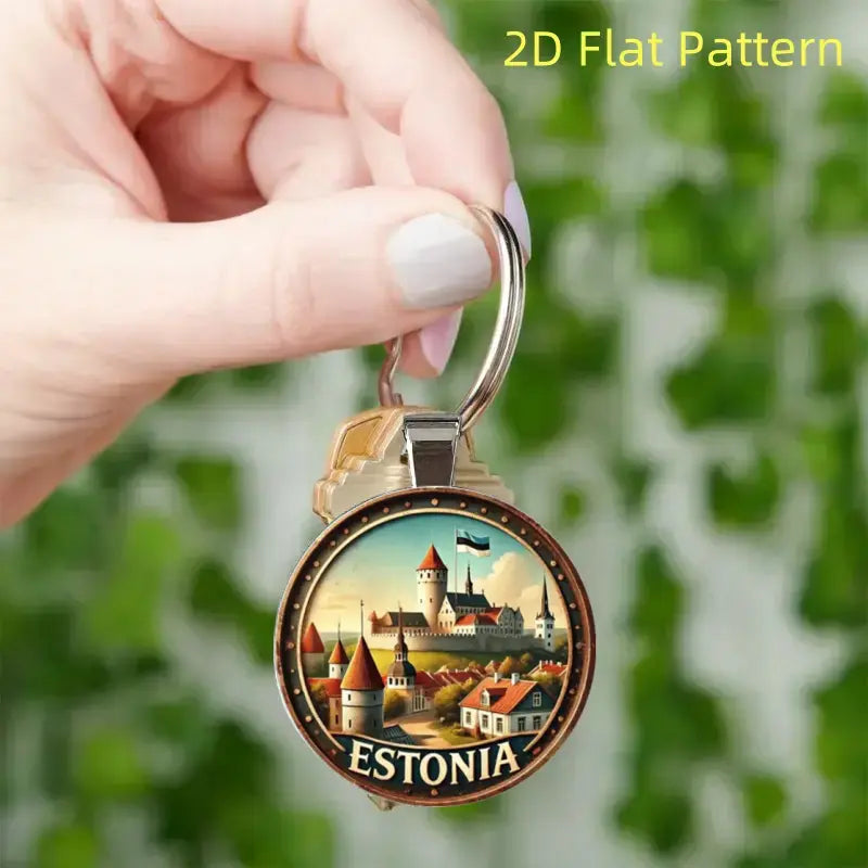 2D Flat, Vintage Estonia Medieval Castle Keychain