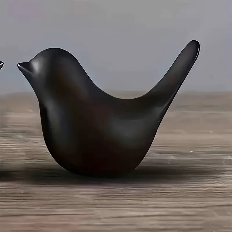2pcs Black Bird Couple Figurines