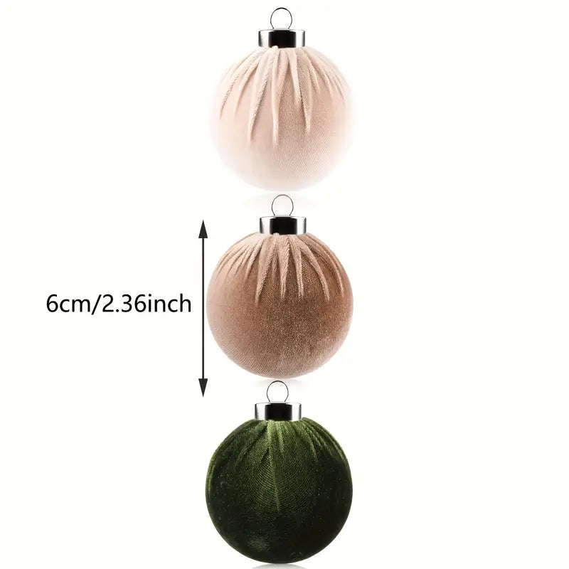 Christmas Tree Ornaments Velvet Balls - Pack of 15pcs Shatterproof Neutral Colors Set