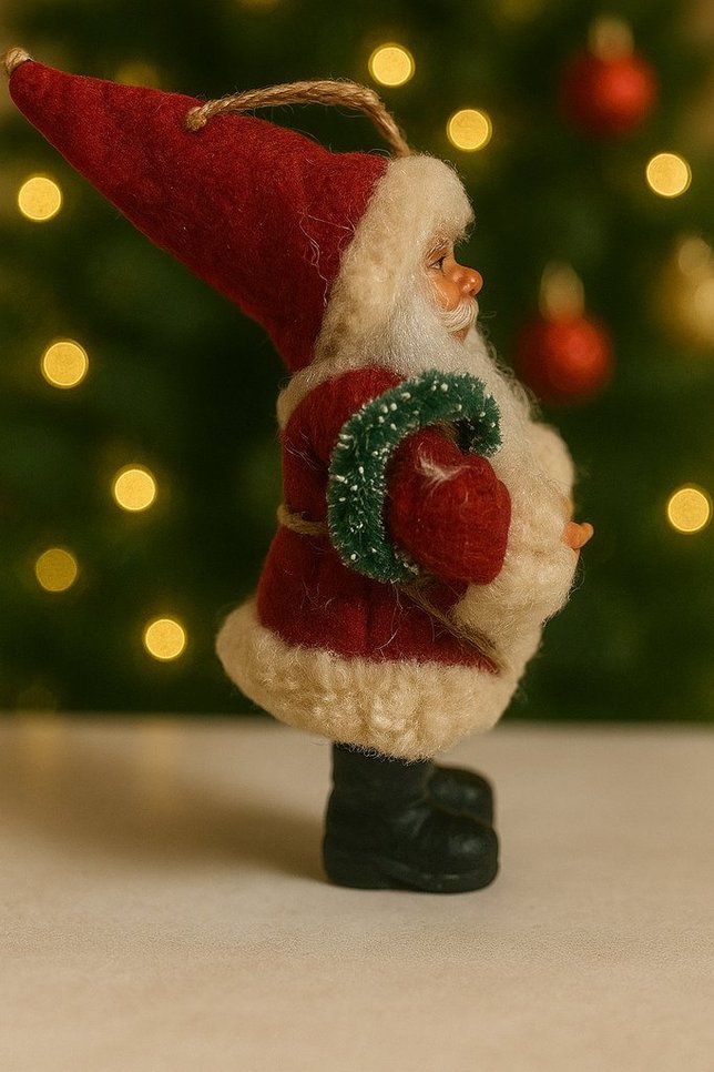 Santa Claus / Father Christmas 7in Ornament with White Fur Coat