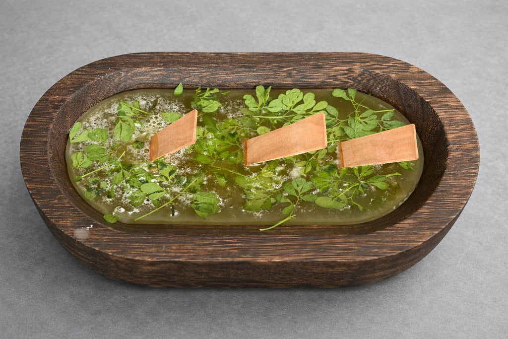 Handcrafted 3 Wooden Wick Herb (Rue/Ruta) Dough Bowl Candle