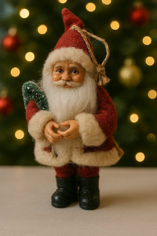 Santa Claus / Father Christmas 7in Ornament with White Fur Coat