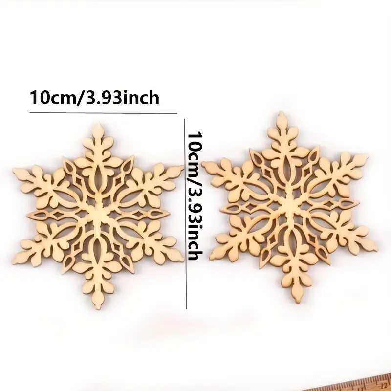 1 Set of 4 Contemporary Wooden Snowflake Ornaments