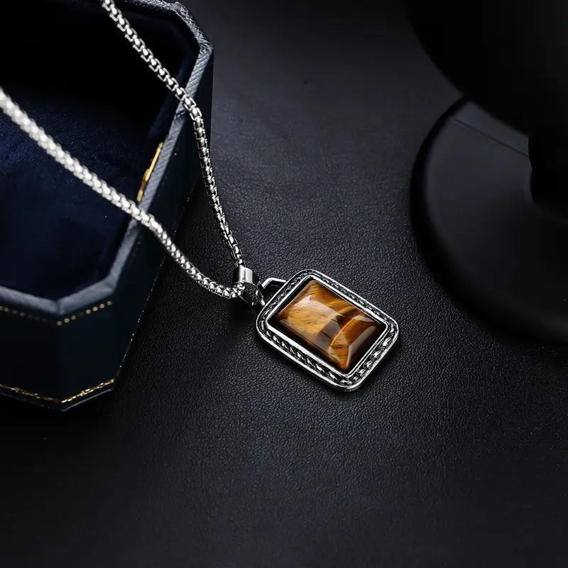 Amber Square Pendant Necklace