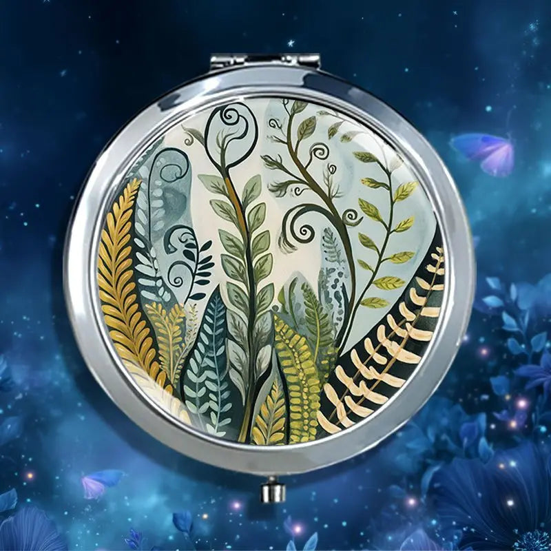 Fern Fiddleheads Scandinavian Folding Portable Travel Mirror