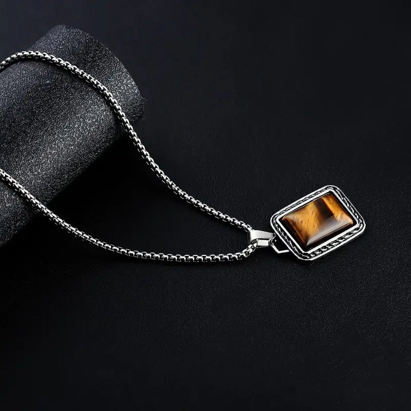 Amber Square Pendant Necklace