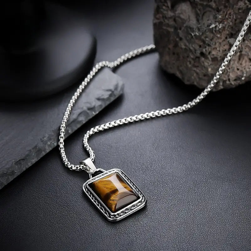 Amber Square Pendant Necklace