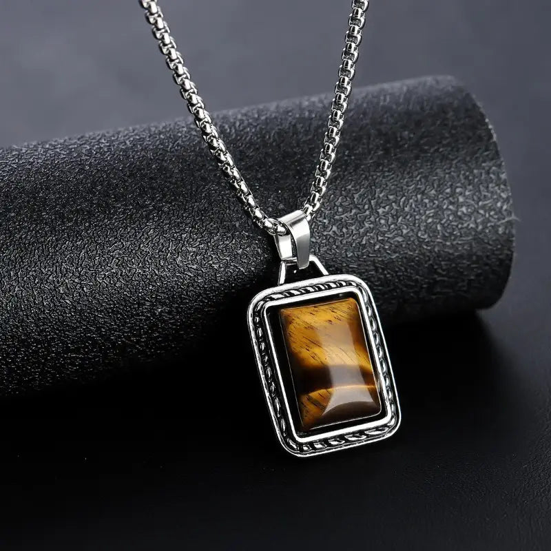 Amber Square Pendant Necklace