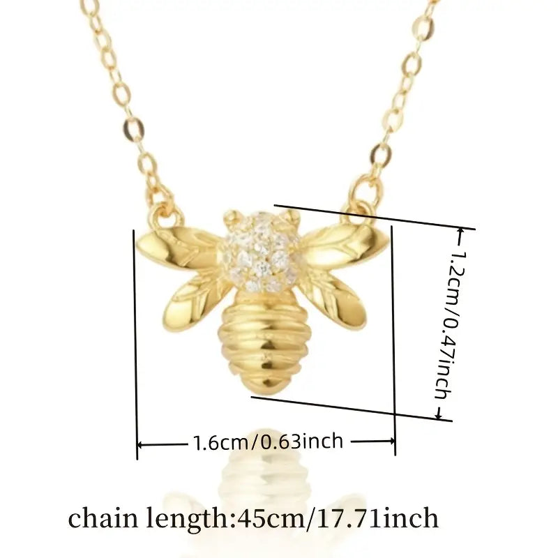 Women's Bee Pendant Necklace with Synthetic Cubic Zirconia Bee Charm