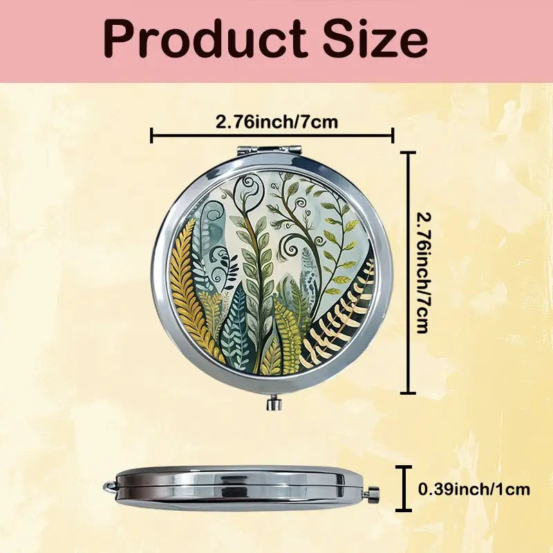 Fern Fiddleheads Scandinavian Folding Portable Travel Mirror