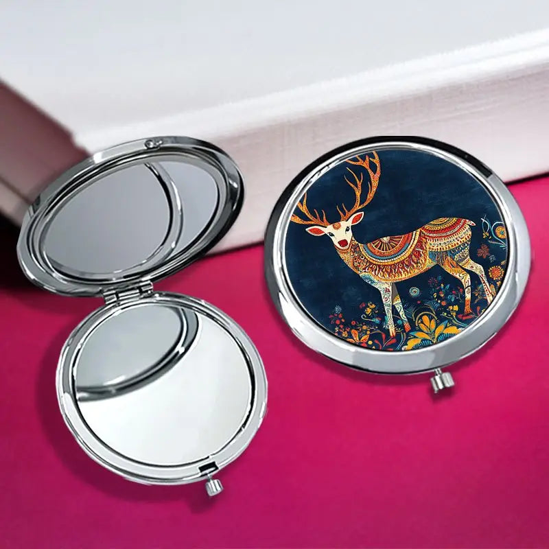 Scandinavian Reindeer w/Paisley Design Handheld Mirror