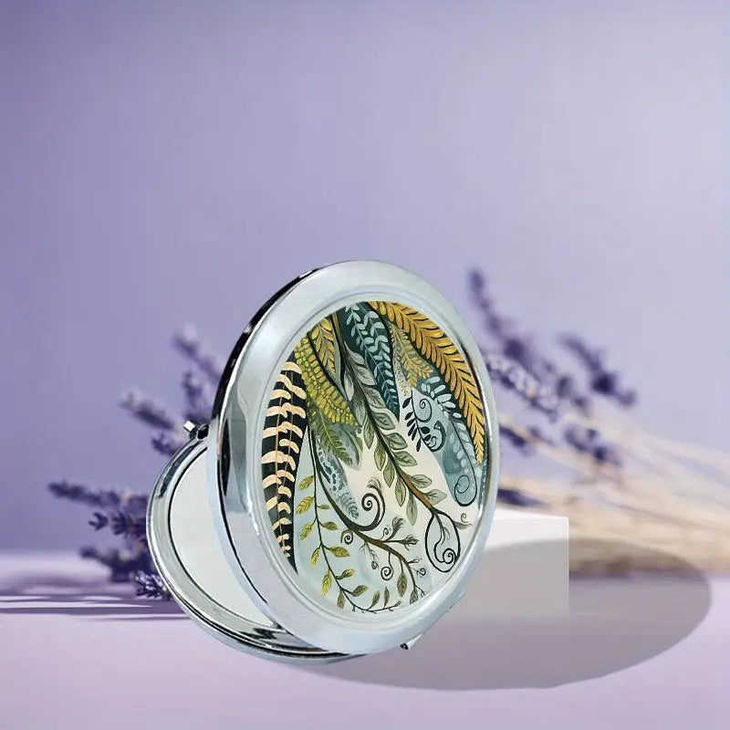 Fern Fiddleheads Scandinavian Folding Portable Travel Mirror