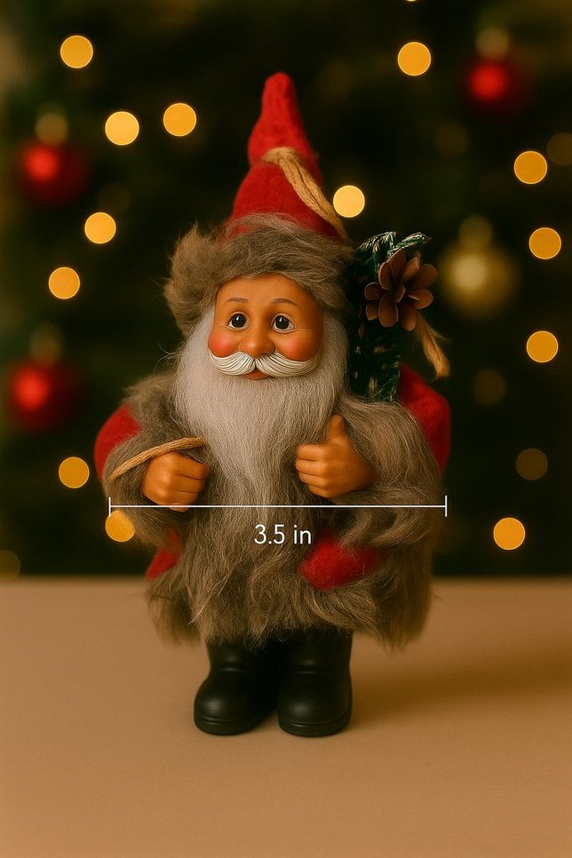 Santa Claus / Father Christmas 7in Ornament with Grey Fur Coat