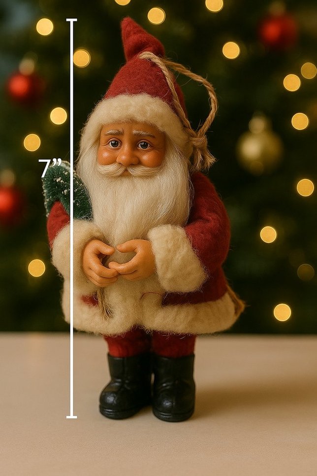 Santa Claus / Father Christmas 7in Ornament with White Fur Coat